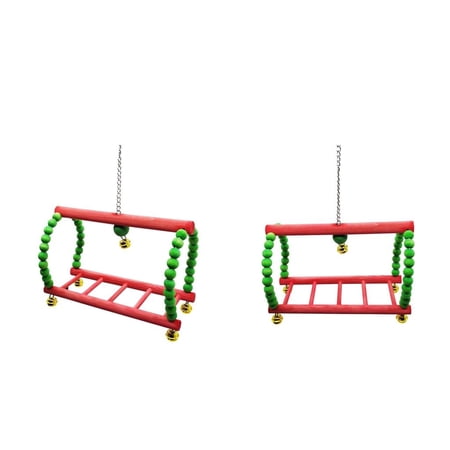 2Pcs / Set Bird s Perch Cockatiels Ladder Swing W / Bells