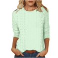 thumbnail image 2 of XMHJSMD Women Summer Shirts 3/4 Sleeve Eyelet Embroidery Tops for Women 2024 Summer Dressy Causal Crewneck Shirts Three Quarter Length Blouses (Green,Xl), 2 of 6