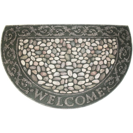 1/2 Round Door Mat - J & M Home Fashions Welcome Pebbles Doormat 23x35 1/2 Round
