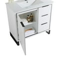 thumbnail image 4 of Fine Fixtures Opulence Collection 36 in. W x 18 in. D x 33 in. H Bathroom Vanity in White Matte with White Ceramic Sink - Black hardware, 4 of 8