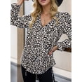 thumbnail image 4 of Weardear Womens Boho Floral Printed Blouse Dressy Tops Drawstring Casual V Neck Lantern Long Sleeve Shirts, 4 of 8
