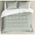 thumbnail image 1 of Greek Key Queen Size Duvet Cover Set, Geometrical Composition with Traditional Labyrinth in Sage Green and White, Decorative 3 Piece Bedding Set with 2 Pillow Shams, Sage Green White, by Ambesonne, 1 of 3