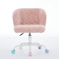 thumbnail image 5 of GAKMCIL Artificial Alpaca Wool Home Office Chair, Ergonomic Desk Chair, Vanity Chair with 360 ° Swivel, Arm, White Metal, Chassis can be Tilted 40°, 300lb Load for Study, Office, Bedroom (Pink), 5 of 15