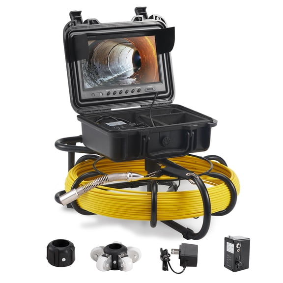 VEVOR Sewer Camera, 230 ft/70 m, 9" Screen Pipeline Inspection Camera with DVR Function, Waterproof IP68 Camera with 12 Adjustable LEDs, with a 16GB SD Card, for Sewer Line, Home