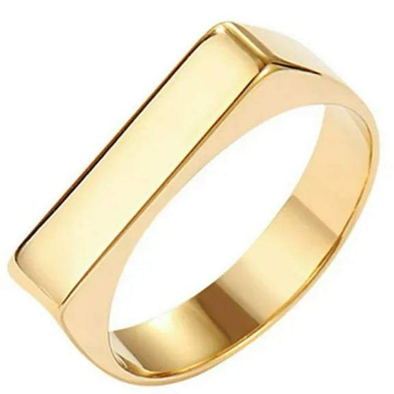 4MM Gold Plated Flat Band Women's High Polished Stainless Steel Ring Size 7 / 8