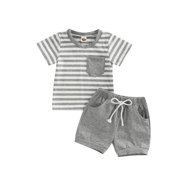 ZAXARRA T-shirt à Manches Courtes pour Bébé Garçon avec Short à Taille Élastique