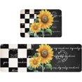 thumbnail image 2 of Watercolor Rustic Sunflowers Kitchen Floor Mats, Retro Blossom Floral 2 PCS Anti Fatigue Area Runner Rugs Set Black White Check Non-Slip Bathroom Comfort Standing Mat Home Decor, 2 of 6
