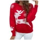 thumbnail image 1 of Otoño Invierno Mujer Navidad Impresión Empalme Cuello redondo Manga larga Línea Suéter Tops Blusa Pompotops hdfakjf11093, 1 of 8