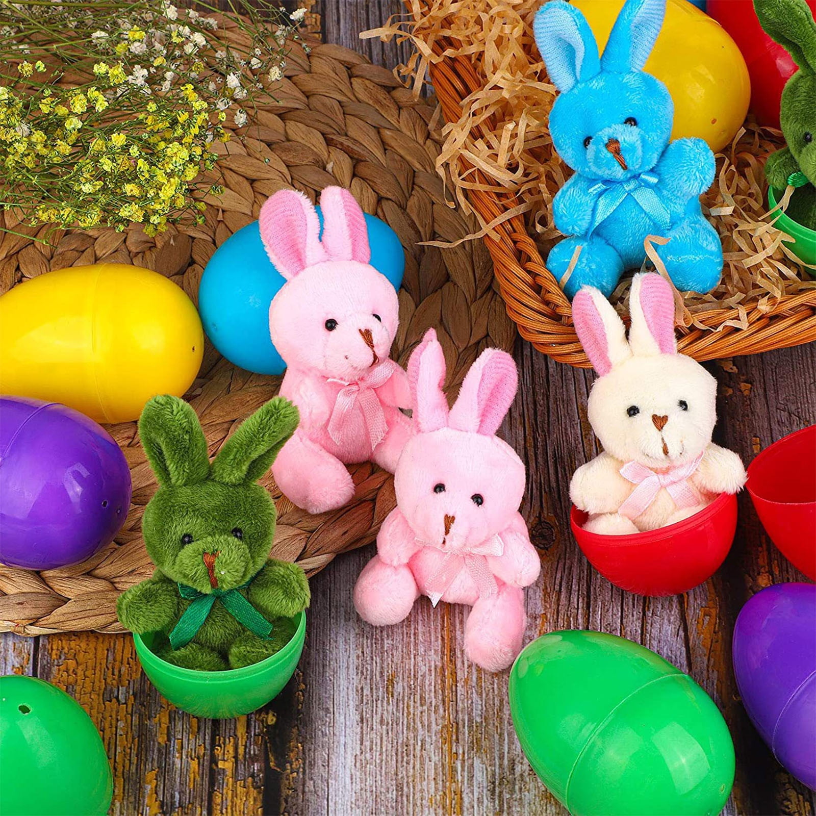 Easter Eggs Filled With Bunny Surprise Toys, Plastic Colourful Easter Kit For Kids And Family Activities, 3.3X2.36In 0.72Lb