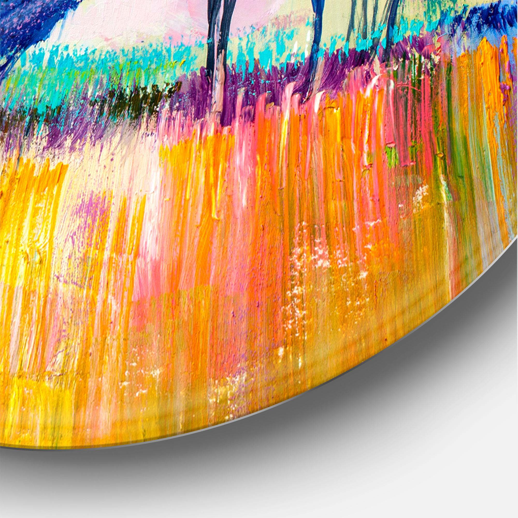 Designart 'Autumn Colorful Fantasy Trees IV' Modern Circle Metal Wall Art 36x36 - Disc of 36