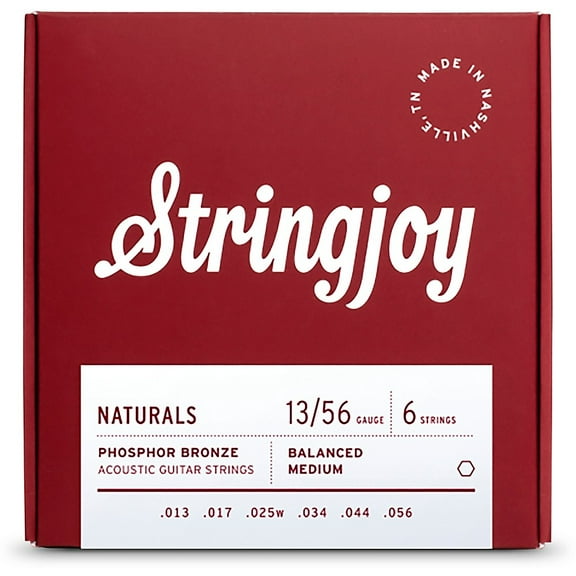 Stringjoy Naturals Phosphor Bronze Acoustic Guitar Strings 13 - 56