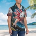 thumbnail image 3 of Balery Bubbles Axolotl Fantasy Camisas hawaianas de manga corta para hombre, camisas playeras de corte holgado, camisas de vacaciones con botones,X-Large, 3 of 7