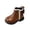 Brown, variant on Toddler Girls Casual Boots Classic Style Faux Leather Boots with Bow Decoration Easy On Zipper Closure Warm Winter Footwear for Children