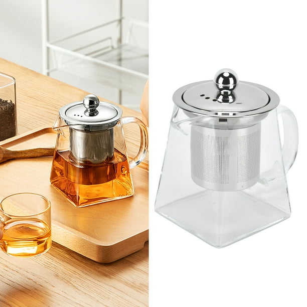 Tetera de Vidrio con Filtro de Acero inoxidable, Tetera Resistente al Calor, Suministros para el Hogar y la Oficina