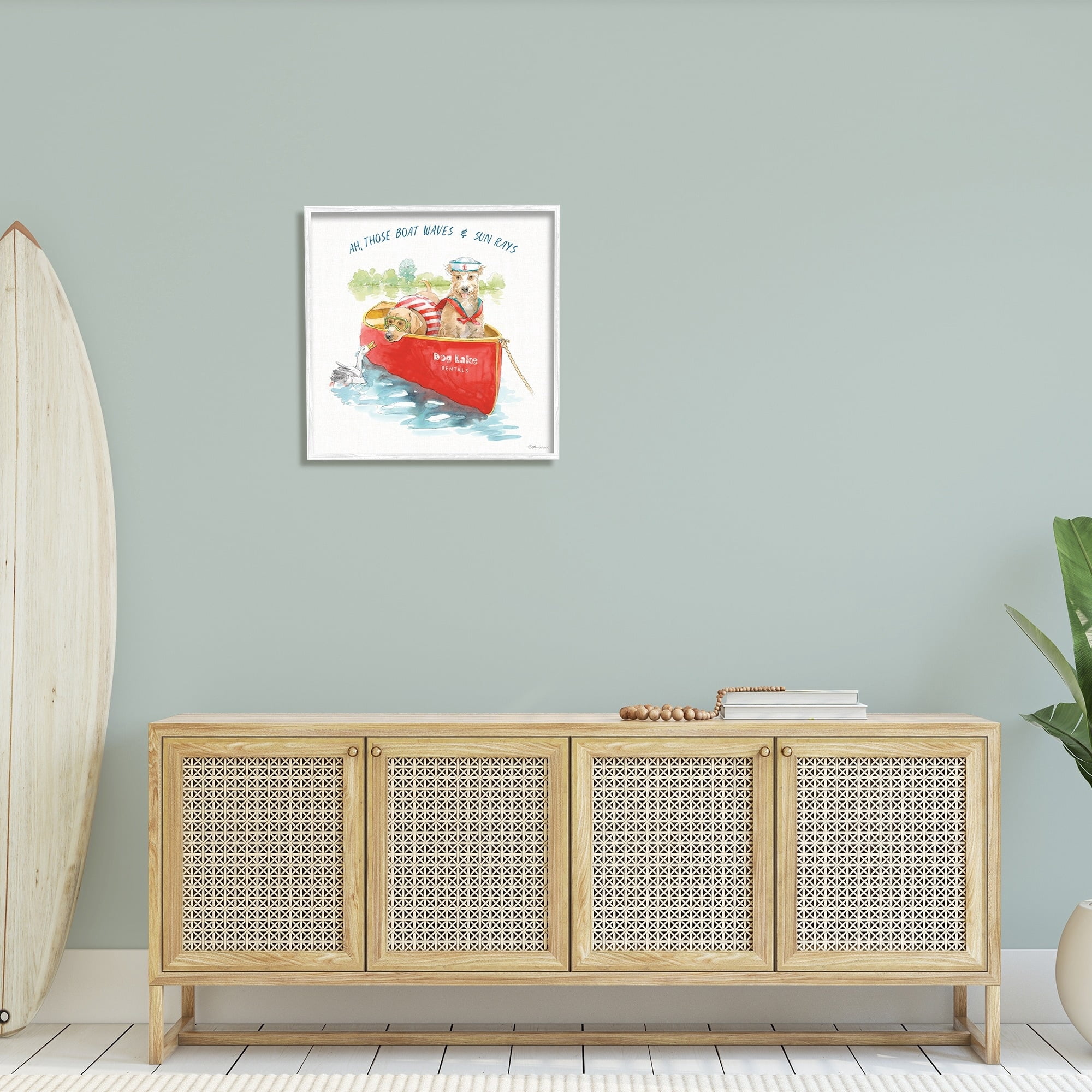 Stupell Industries Boat Waves Sun Rays Lake Phrase Sailor Dogs, 24 x 24,Design by Beth Grove