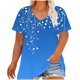 thumbnail image 1 of Camisetas Casuales de las Mujeres Más Tamaño V-Cuello Impresión Manga Corta Color Sólido Base de Verano Superior, Ligero para Diario, 1 of 9