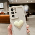 thumbnail image 6 of for Samsung Galaxy S21 Ultra Case 6.8", Cute Kawaii 3D Love Heart Solid Color Curly Wave Frame Camera Lens Cover Shockproof Soft Silicone S21 Ultra Phone Case for Women (Green), 6 of 12