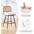thumbnail image 4 of Bar Stools Set of 2 Swivel Upholstered Counter Height Bar Stools 29"Faux Leather Barstools with Rattan Back&Metal Footrest Comfortable Kitchen Island Chairs White, 4 of 8