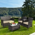 thumbnail image 3 of Gymax 4PCS Patio Rattan Outdoor Furniture Set w/ Cushioned Chair Loveseat Table, 3 of 10
