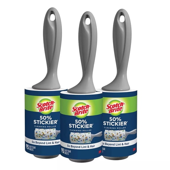 Scotch-Brite 50% Stickier 95-Sheet Lint Roller, 3 pk.