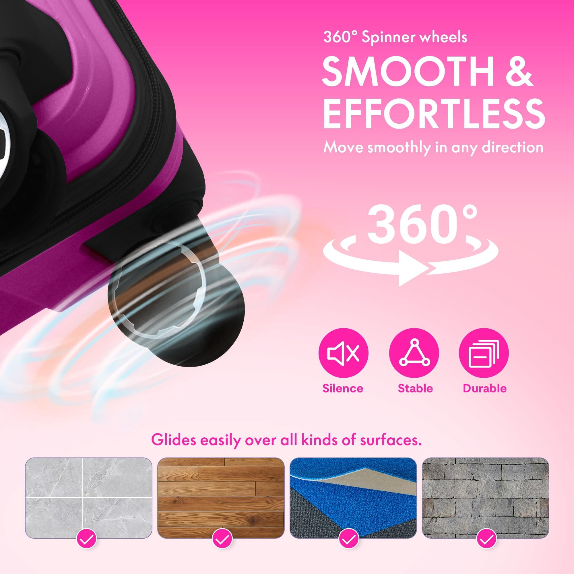 3-Piece PP Hardshell Luggage Set, Lightweight Scratch-Resistant Suitcases with Silent Spinner Wheels & TSA Lock, Lavender Pink