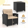 thumbnail image 3 of Gymax 3 PCS Patio Furniture Set w/Tempered Glass Coffee Table Washable Cushions Beige, 3 of 10