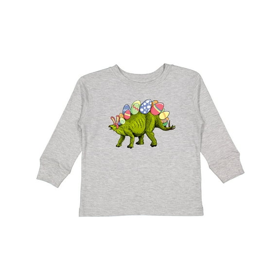 Inktastic Easter Bunny Stegosaurus with Eggs and Pink Ears Boys or Girls Long Sleeve Toddler T-Shirt