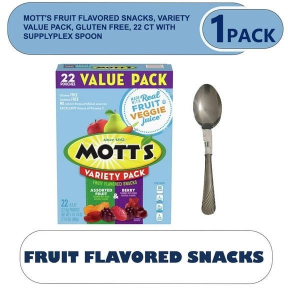 Mott's Fruit Flavored Snacks, Variety Value Pack, Gluten Free, 22 ct with supplyplex spoon