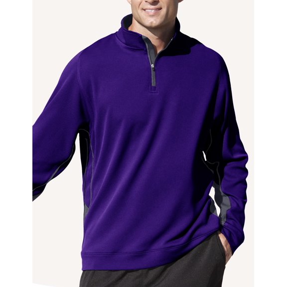 Pro Celebrity Men's Pro-Blitz Quarter-Zip Long Sleeve Pullover (2X-Large, Purple & Graphite)