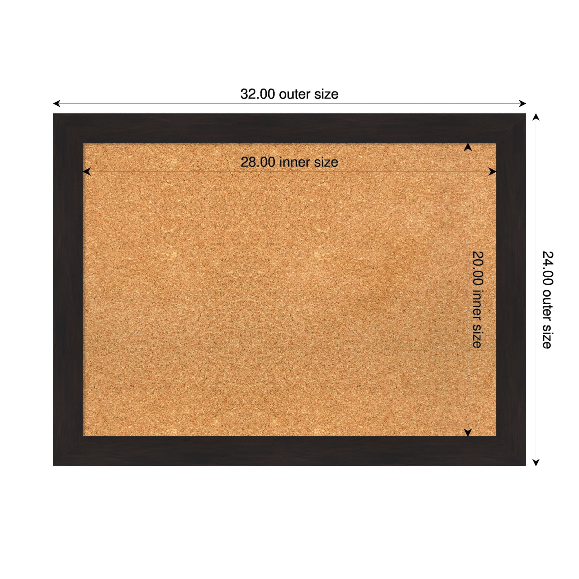 Amanti Art Natural Cork Board Framed Furniture Espresso Narrow Bulletin Board 32 in. x 24 in.