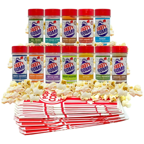 Flavorful Popcorn Seasoning Variety Pack 12 Seasonings in White