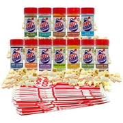 Flavorful Popcorn Seasoning Variety Pack - 12 Seasonings in White Cheddar Cheese, Ranch, Sour Cream, & More with Popcorn Bags - Gluten-Free Keto Snack for Movie Nights & Gifts by Tasty Bomb, 2.8-3 Oz.