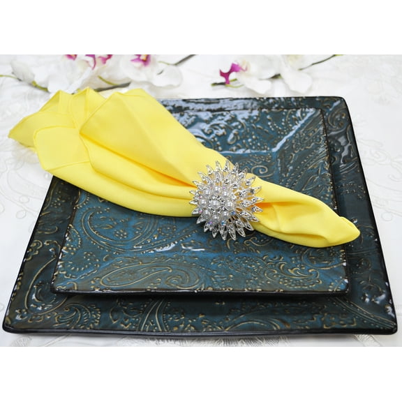 Wedding Linens Inc. (10 pcs) 17" x 17" Polyester Linen Napkins - Canary Yellow