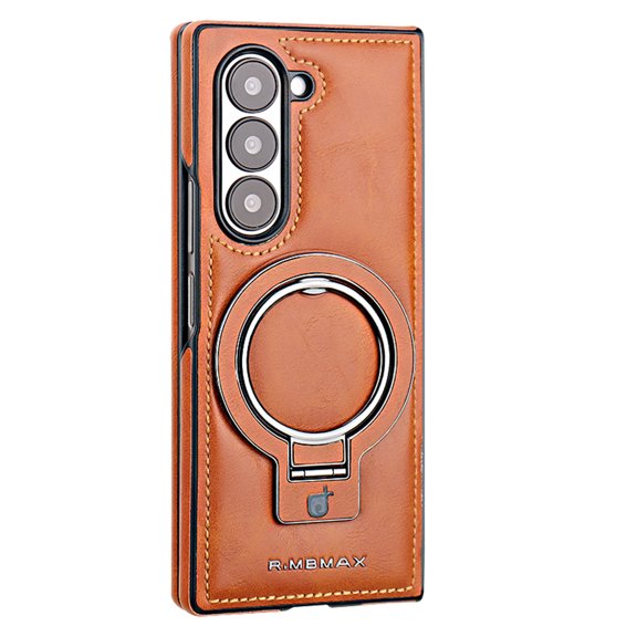TECH CIRCLE for Galaxy Z Fold 3 (2021 Release) PU Leather Case with Built-in Kickstand, Hands-free Viewing in Landscape/Portrait Modes, Compatible with MagSafe, Shockproof Protective Cover, Brown