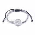 thumbnail image 3 of 5 pc Adjustable Brass Beaded Bracelets with Nylon Cord and Micro Pave Cubic Zirconia Links Lead Free & Cadmium Free Flat Round Mixed Color 1-3/4 inch(44mm), 3 of 5