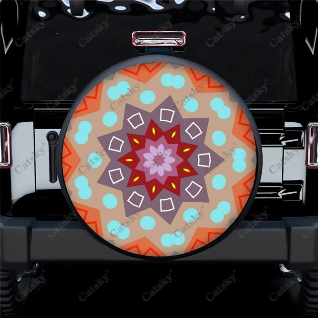 Geometric Abstract Shapes Print Spare Tire Cover Waterproof Tire Wheel Protector for Car Truck SUV Camper Trailer Rv 14"-17"