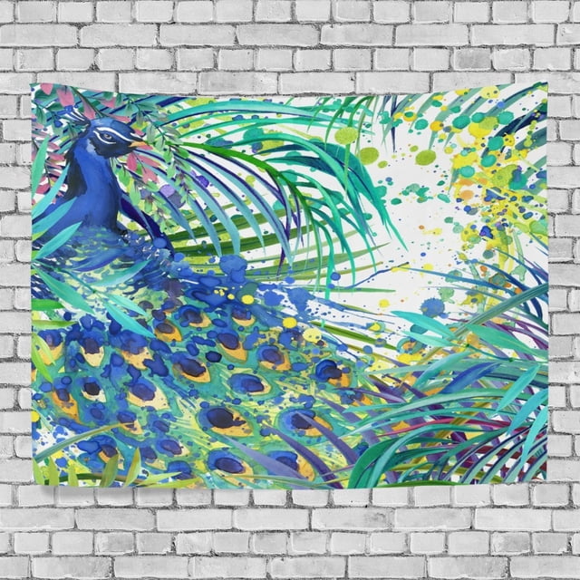 Tapiz de hoja de pavo real ABPHQTO decoración de pared 128x150 cm