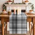 Table Runner - 60 Inch Long, Black Grey Buffalo Plaid Kitchen Dining ...