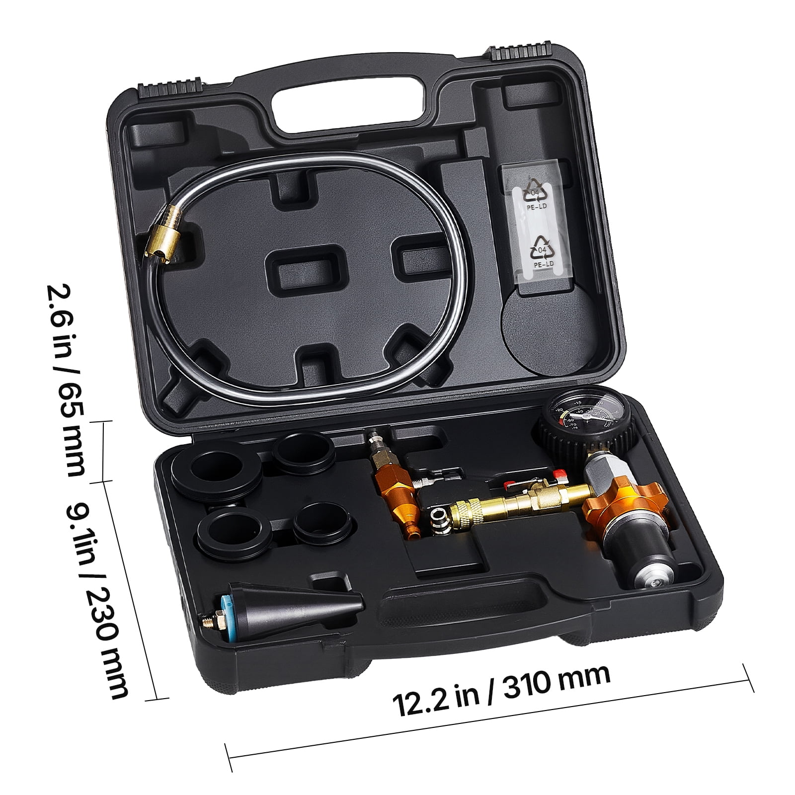 KFFKFF Radiator Vacuum Refill Kit, Automotive Cooling System Vacuum and Purge Tool with Gauge, Portable Coolant Filling Kit with Toolbox, Compatible with Most Cars, Vans, SUVs, and Trucks