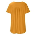 thumbnail image 7 of Women's Summer Solid Round Neck Button Pleated Short Sleeve Tops, 7 of 7