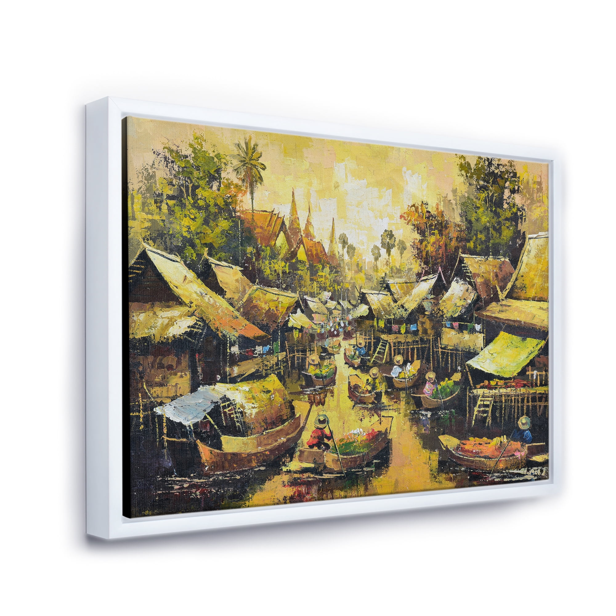 Designart 'Ancient Waterside Life II' Traditional Framed Canvas Wall Art Print