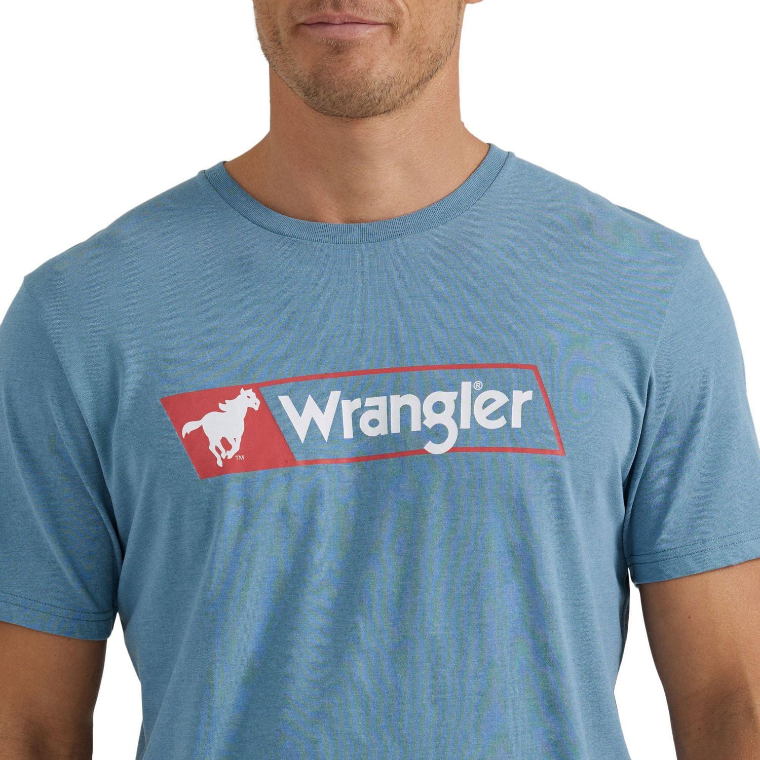 Men's Graphic SS Tee- Medium Blue Galloping Horse