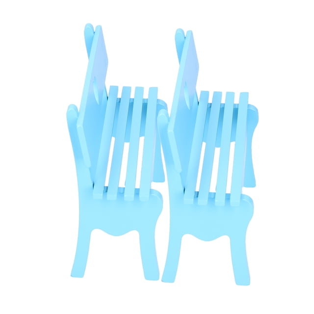 2 sillas pequeñas de madera decorativas, decoración artesanal original de madera para el hogar y la oficina, color azul.