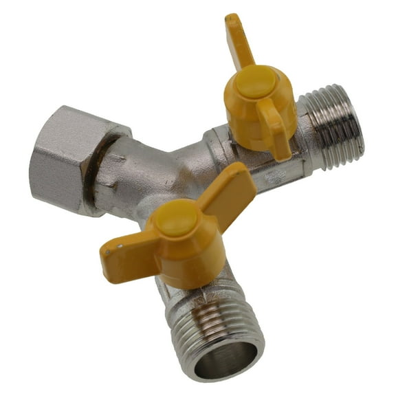 With Metal Handles Gas Valve Connector Valve Solid Brass 1/2Inch 3-way Adapter Distributor for 2 Or 3 Connections