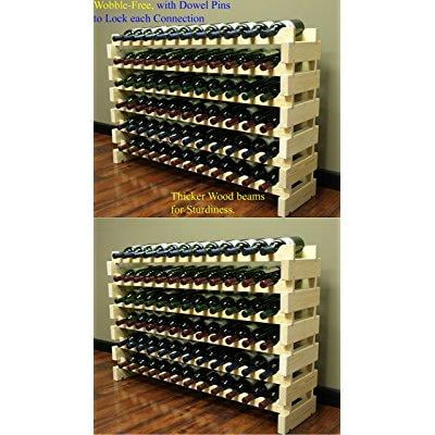 Wine Rack Gift Stackable Modular Wine Rack Stackable Storage Stand Display Shelves, Wobble-Free, Pine Wood, (144 Bottle Capacity, 12 Rows x 12) ()