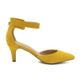 thumbnail image 3 of Dream Pairs Women's Ankle Strap Pump Dress Shoes Fashion Low Heel Pointed Toe Pump Shoes LOWPOINTED MUSTARD/YELLOW/SUEDE Size 8, 3 of 5