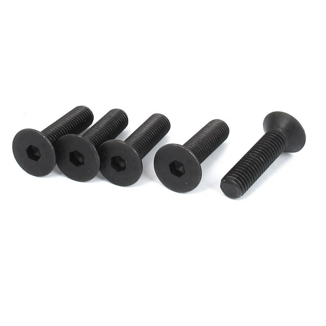 Tornillos de cabeza plana de hexágono con socket de 10 x 40 mm, negros, 5 piezas