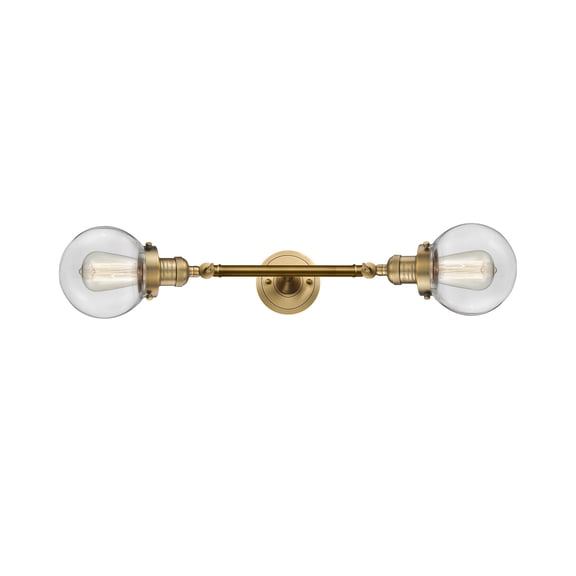 Innovations 208L-BB-G202-6-LED Beacon 2 Light Bath Vanity Light part of the Franklin Restoration Collection, Brushed Brass