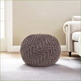 thumbnail image 2 of Hazel Modern Round Knit Pouf Ottoman – Stylish Accent for Living Room | Round | PET, 2 of 7