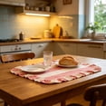 thumbnail image 6 of Ruffled Striped Rectangular Placemats, Washable Fabric Table Mats for Kitchen Dining Room, Boho Farmhouse Table Decor, Non-Slip Heat Resistant​, Pink, 6 of 6